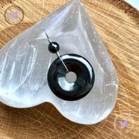 Hematite Pi Stone Donut Pendant